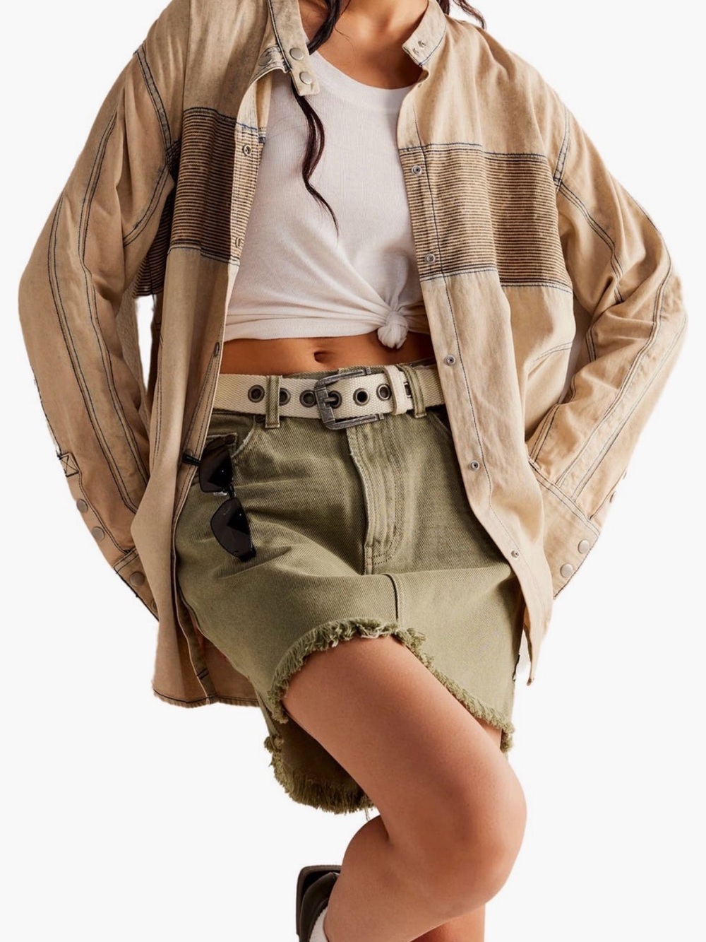 We The Free Moto Colorblock Cotton Button-Up